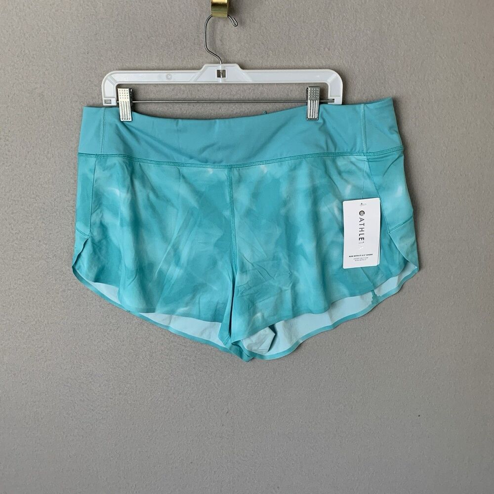 Athleta Run With It 3.5” Short XL Blue Running Shorts Back Pocket Pickleball